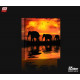 Rodzina słoni DESIGN Obraz z oświetleniem LED kwadratowy