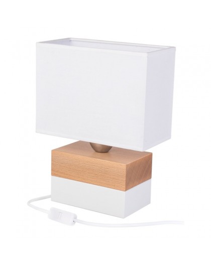 Elegancka białą drewniana lampa biurkowa Colorato