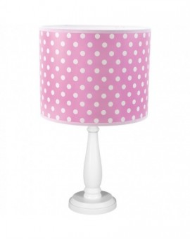 Różowo-biała lampa stojąca biurkowa abażur